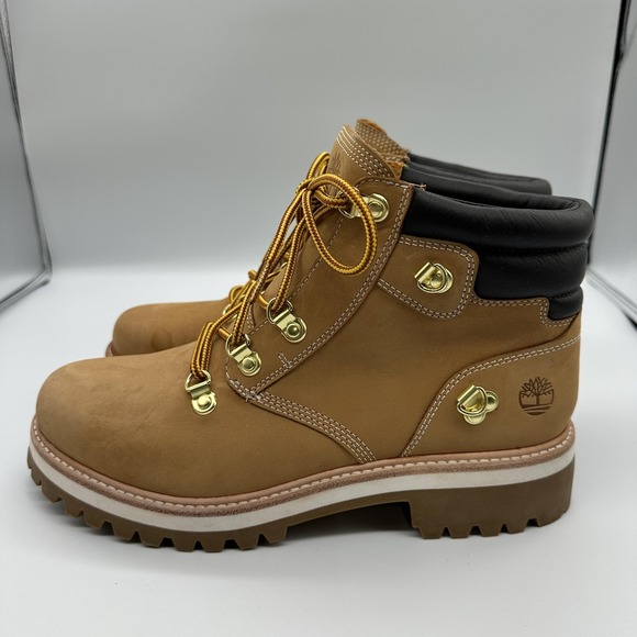 Timberland Boots Womens Size 10 Beige Nubuck Waterproof Ankle Vibram A2JVF - Picture 5 of 12